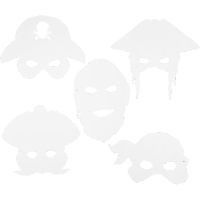 Piratmasker, H: 16-26 cm, B: 17,5-26,5 cm, 230 g, hvid, 16 stk./ 1 pk.