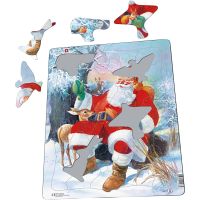 Puslespil, Julemand med bambi, str. 28,5x36,5 cm, 1 stk., 32 brikker