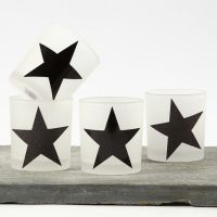 Lysglas med stjerner af blankt designpapir