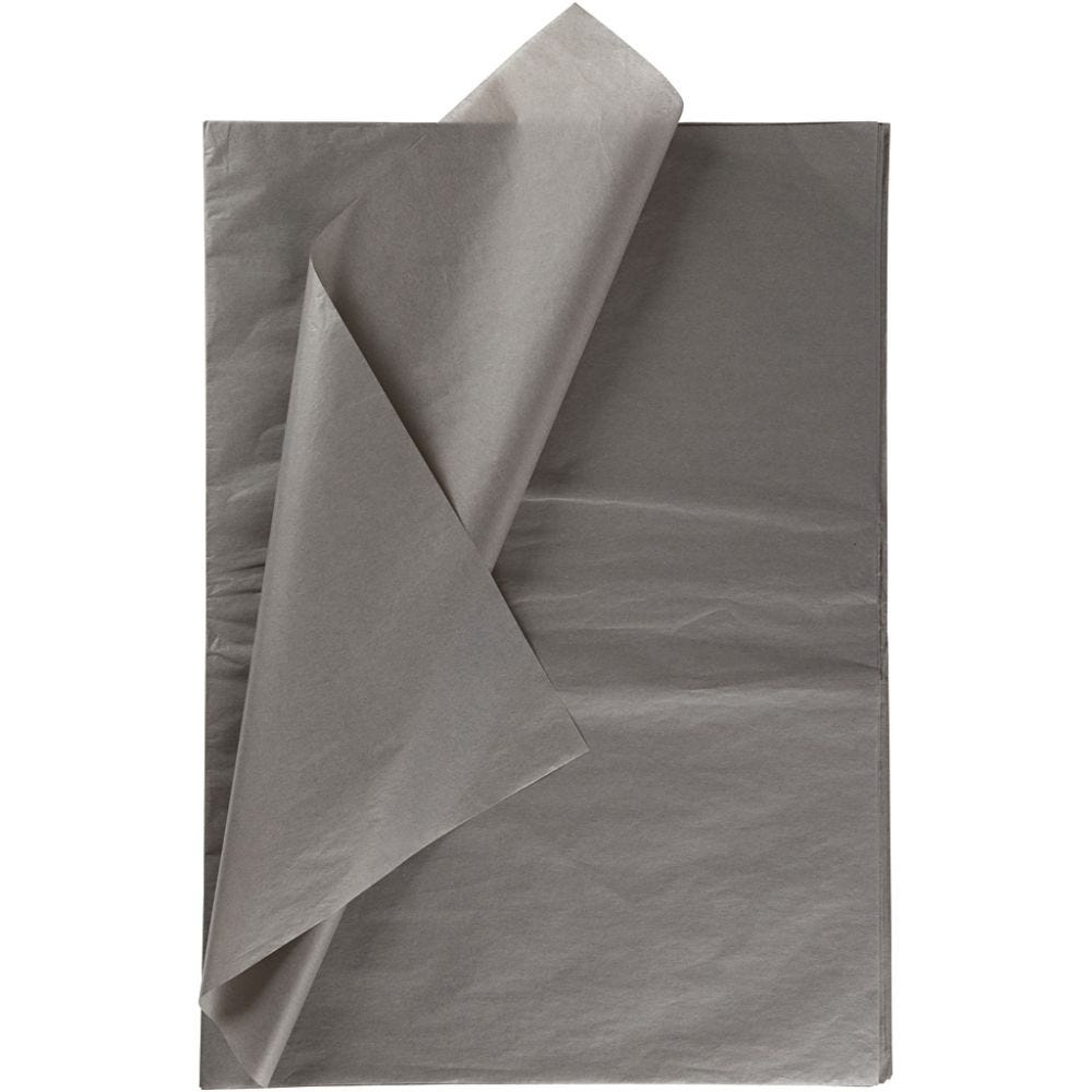 Silkepapir, 50x70 cm, 14 g, mørk grå, 25 ark/ 1 pk.