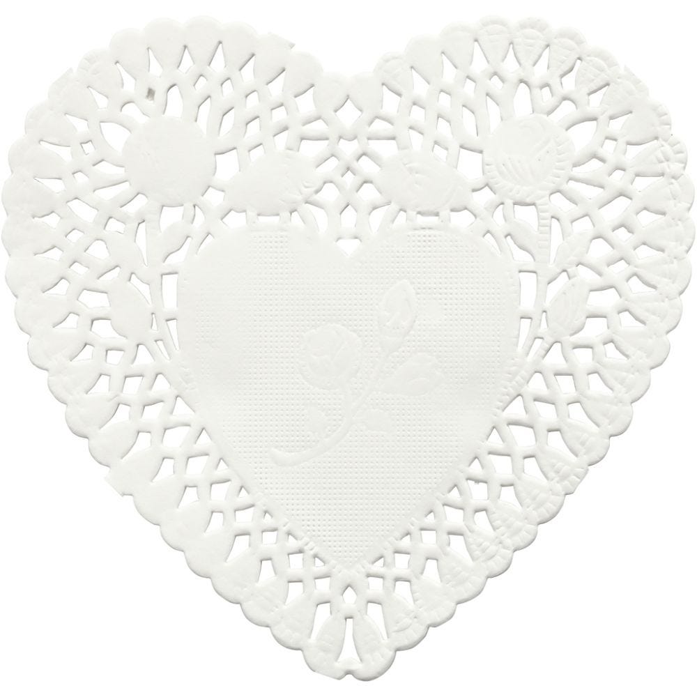 Kageservietter, hjerte, diam. 10 cm, 30 stk./ 1 pk.