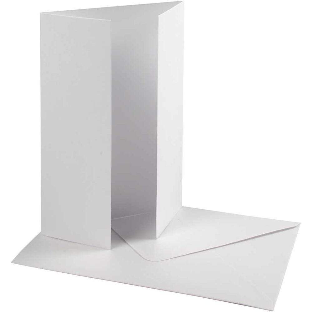 Perlemorskort med kuvert, kort str. 10,5x15 cm, kuvert str. 11,5x16,5 cm, 230 g, hvid, 10 sæt/ 1 pk.