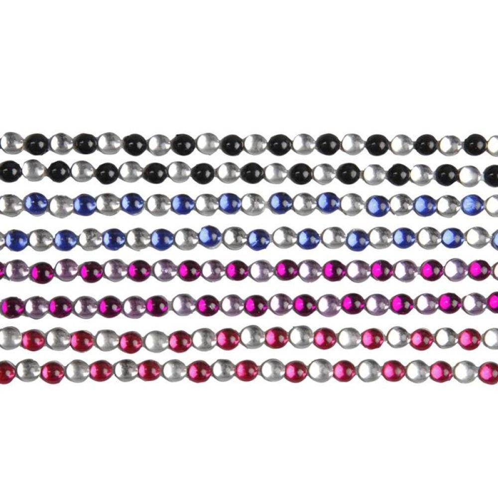 Rhinstenstickers, L: 15 cm, B: 4 mm, sort, blå, lilla, rød, 8 ark/ 1 pk.