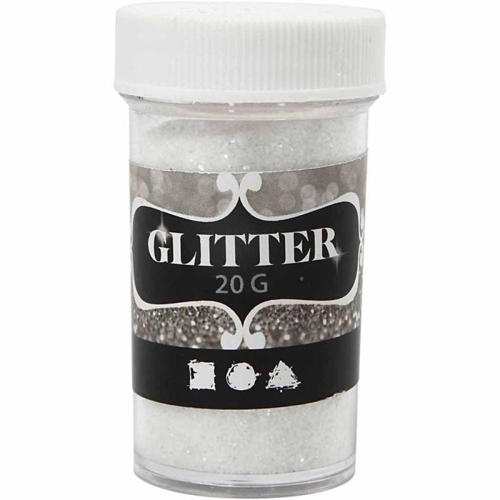 Glitter, hvid, 20 g/ 1 ds.