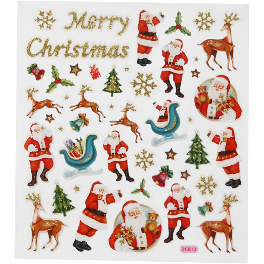 Stickers, julemand og rensdyr, 15x16,5 cm, 1 ark