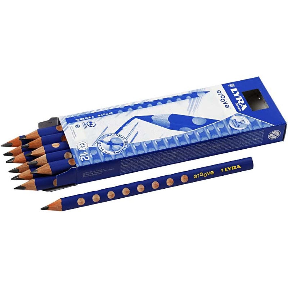 Groove Graphite blyant, diam. 10 mm, hårdhed B, mine 4,25 mm, 12 stk./ 1 pk.