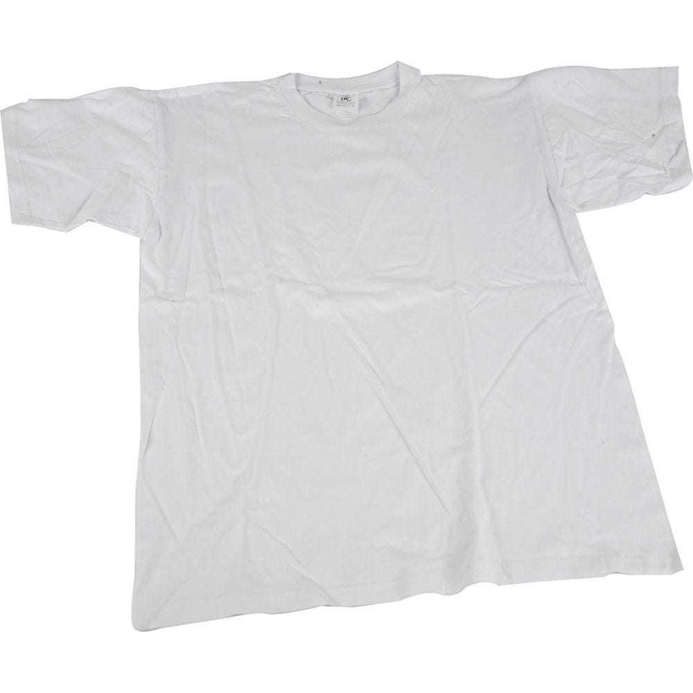 T-shirt, B: 40 cm, str. 7-8 år, rund hals, hvid, 1 stk.
