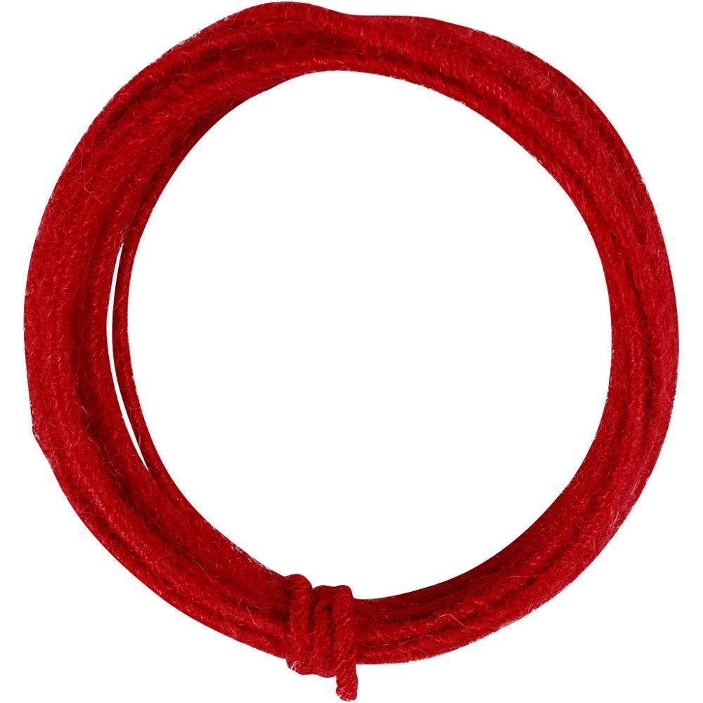 Jute wire, tykkelse 2-4 mm, rød, 3 m/ 1 pk.