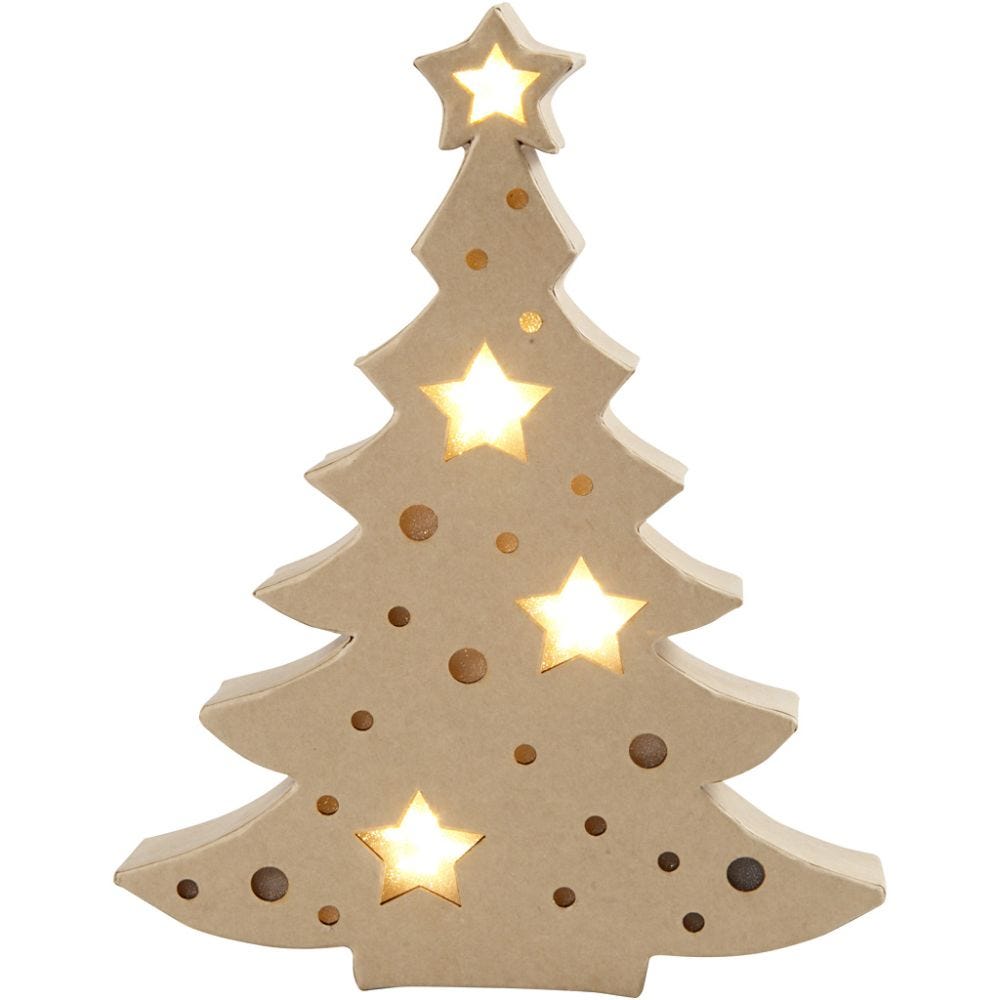 Papfigur med indbygget lys, juletræ, H: 27 cm, dybde 4 cm, B: 21,5 cm, 1 stk.