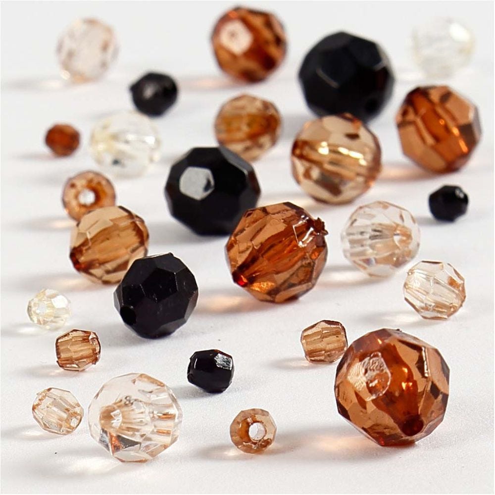 Harmoni facetperlemix, str. 4-12 mm, hulstr. 1-2,5 mm, gylden, 50 g/ 1 pk.