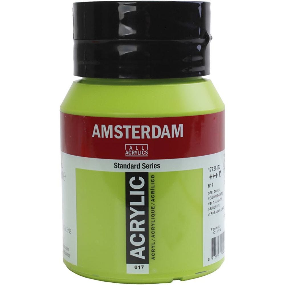 Studie kunstner akrylmaling, halvdækkende, Yellow green, 500 ml/ 1 fl.