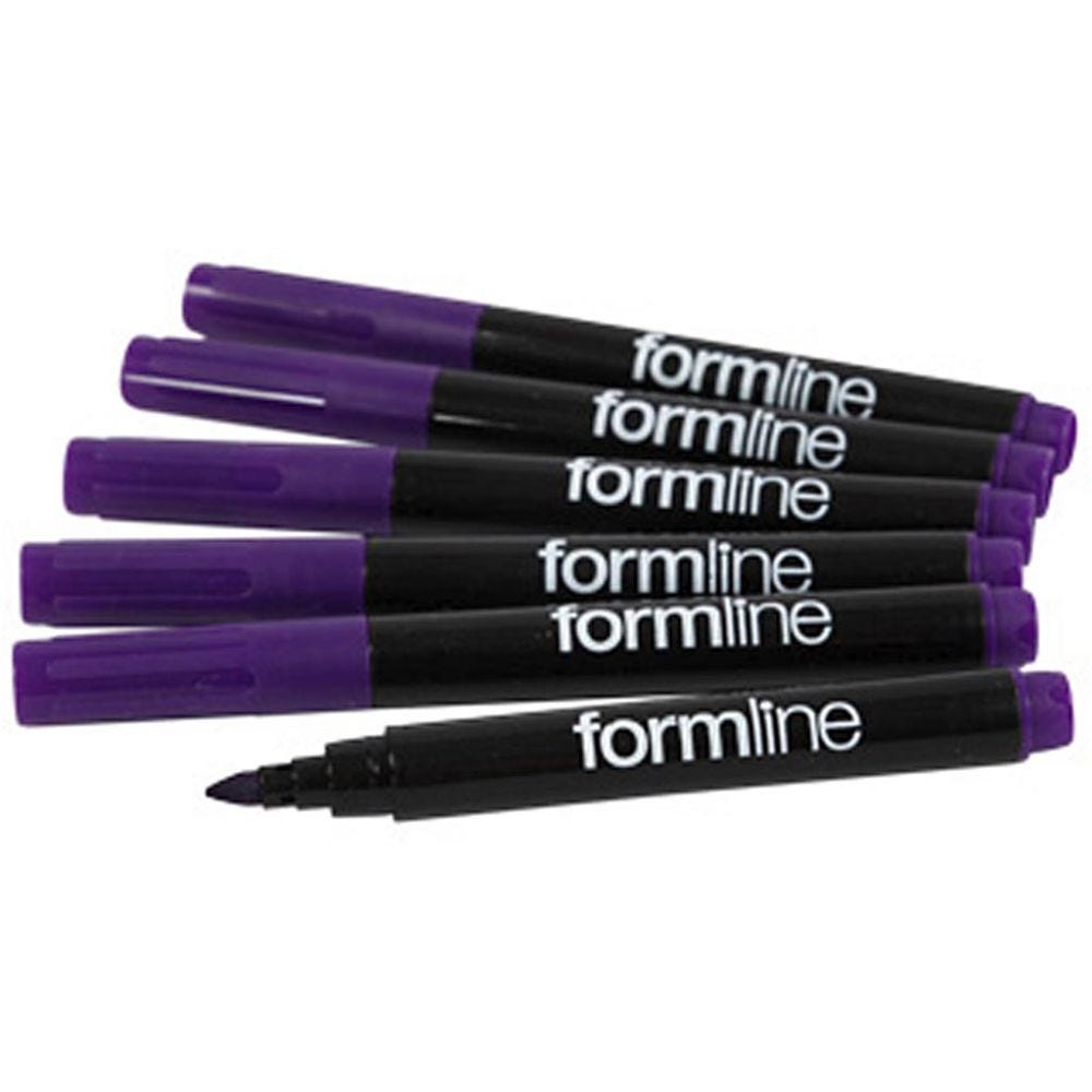 formline Tekstilmarker, streg 2-3 mm, lilla, 6 stk./ 1 pk.