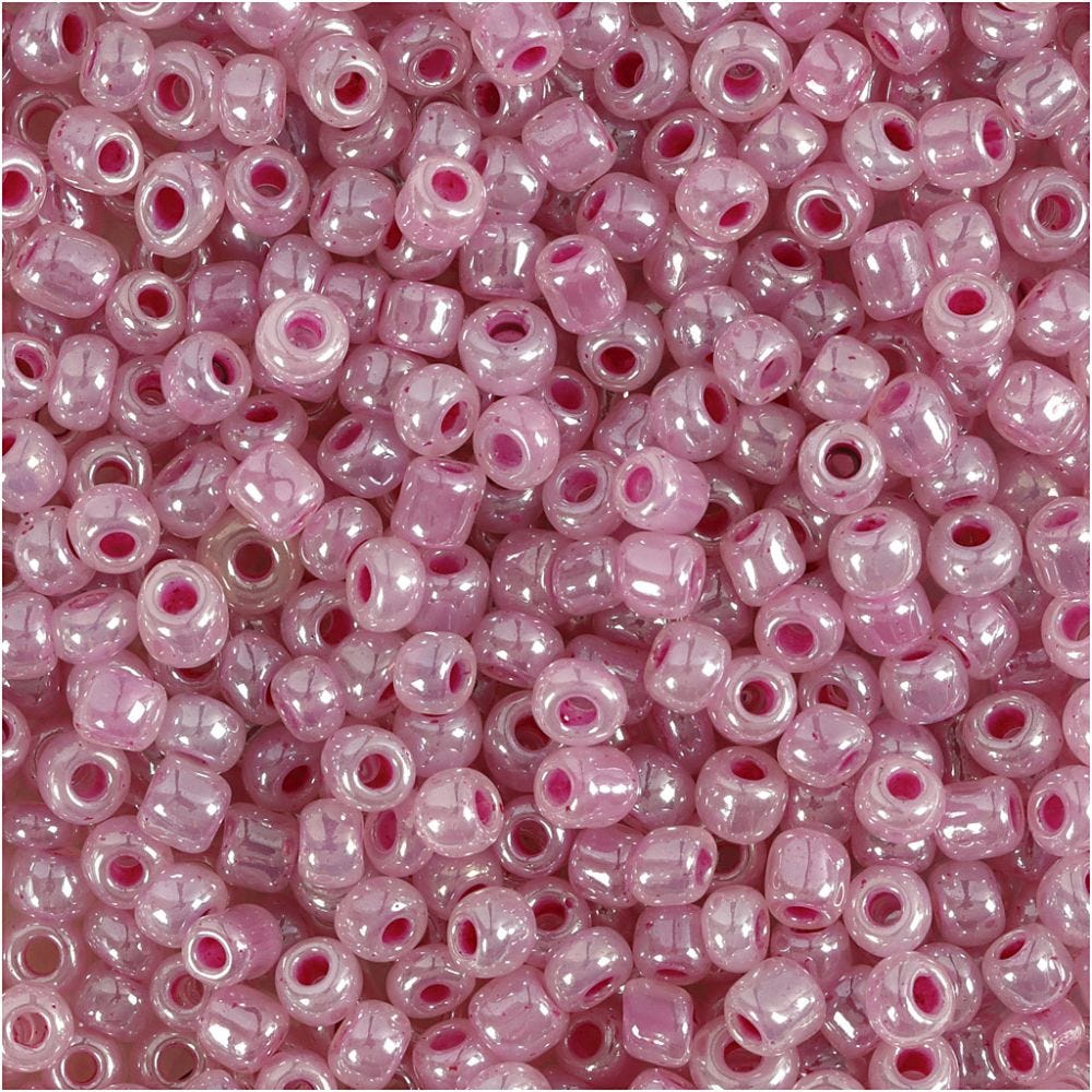 Rocaiperler, diam. 3 mm, str. 8/0 , hulstr. 0,6-1,0 mm, pink, 25 g/ 1 pk.