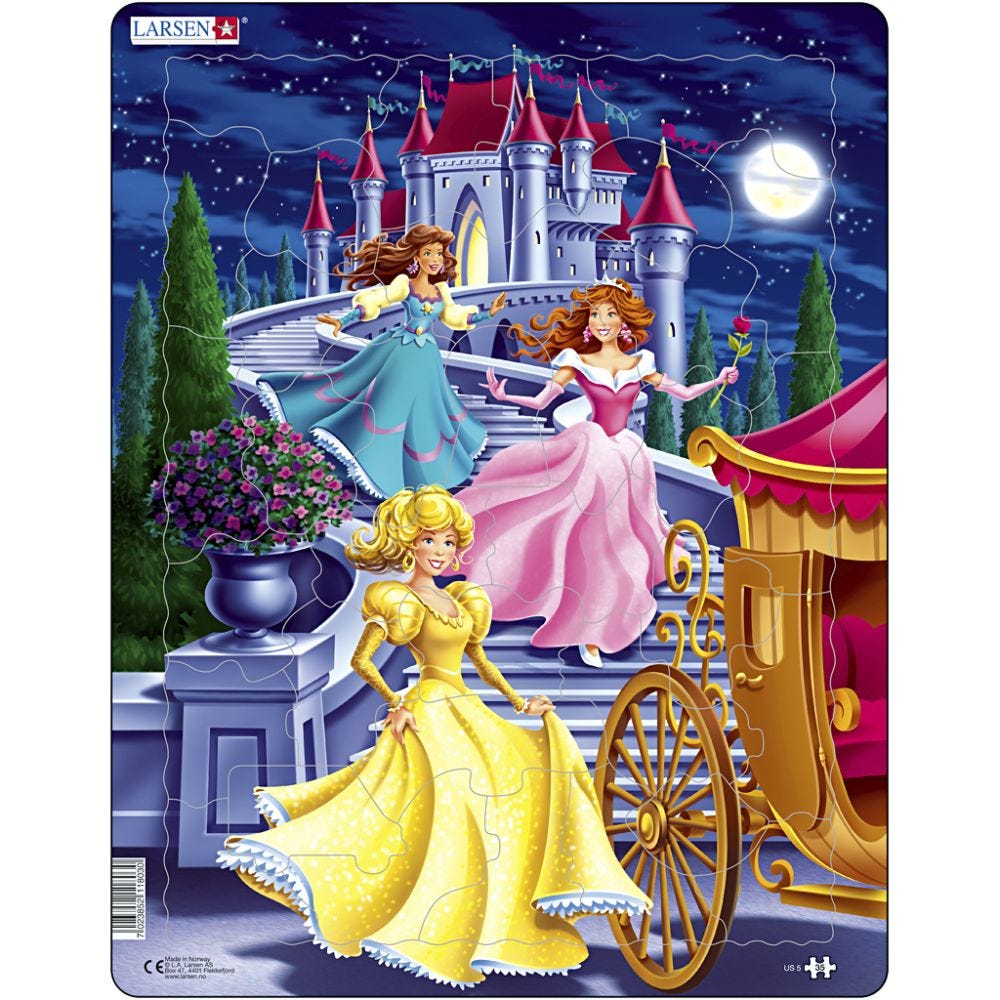 Puslespil, prinsesse, str. 28,5x36,5 cm, 1 stk., 35 brikker