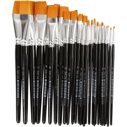 Nylonpensler, nr. 0+2+4+8+12+16+20, L: 17-21 cm, B: 2-22 mm, flad, 30 stk./ 1 pk.