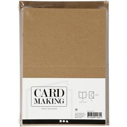 Kort og kuverter, kort str. 10,5x15 cm, kuvert str. 11,5x16,5 cm, 120+240, natur, 50 sæt/ 1 pk.