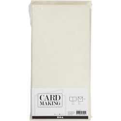 Kort og kuverter, kort str. 15x15 cm, kuvert str. 16x16 cm, 110+220 g, råhvid, 50 sæt/ 1 pk.