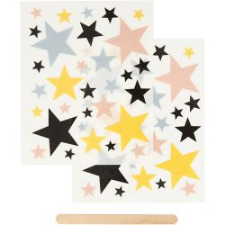 Rub on Stickers, stjerner, ark 12,2x15,3 cm, 2 ark/ 1 pk.