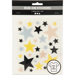 Rub on Stickers, stjerner, ark 12,2x15,3 cm, 2 ark/ 1 pk.