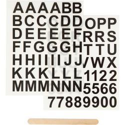 Rub on Stickers, bogstaver og tal, H: 17 mm, B: 17 mm, ark 12,2x15,3 cm, sort, 2 ark/ 1 pk.