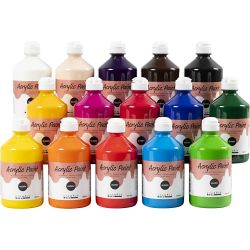 Akrylmaling Blank, ass. farver, 15x500 ml/ 1 pk.