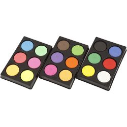 Vandfarve, H: 16 mm, diam. 44 mm, neonfarver, prim&aelig;rfarver, suppleringsfarver, 1 pk.