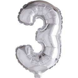 Folieballon, 3, H: 41 cm, s&oslash;lv, 1 stk.