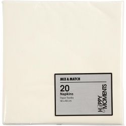 Servietter, str. 40x40 cm, 60 g, r&aring;hvid, 20 stk./ 1 pk.