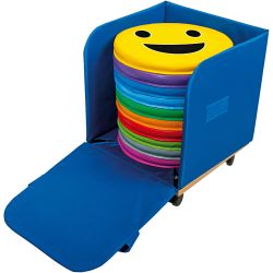 F&oslash;lelses-siddepuder med opbevaringsboks, H: 8 cm, diam. 30 cm, 7 stk./ 1 s&aelig;t