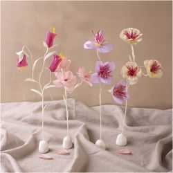 DIY Kit Crepepapir, Blomst, pastelfarver, 1 pk.