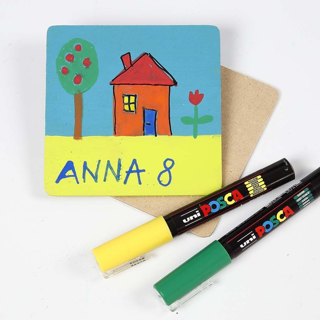 Tegning med Uni Posca tusch på malerplade