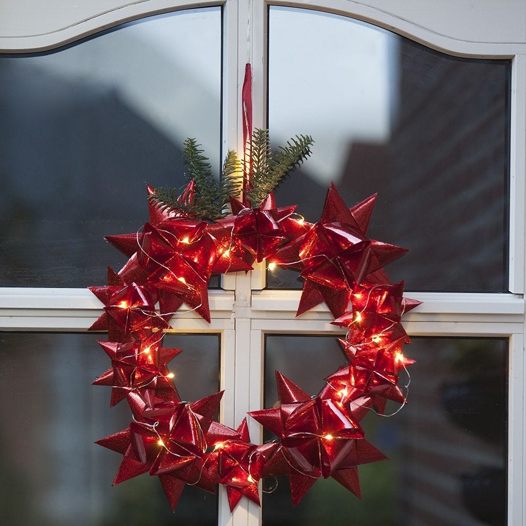 Weihnachtsdekoration für Fenster - Adventskranz mit Licht